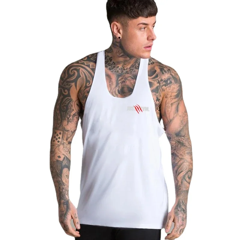 Men's Cotton Bodybuilding Stringer Tank Tops Y-Back Just Gym Workout Sleeveless Shirt Summer Fitness Sports Training Vests