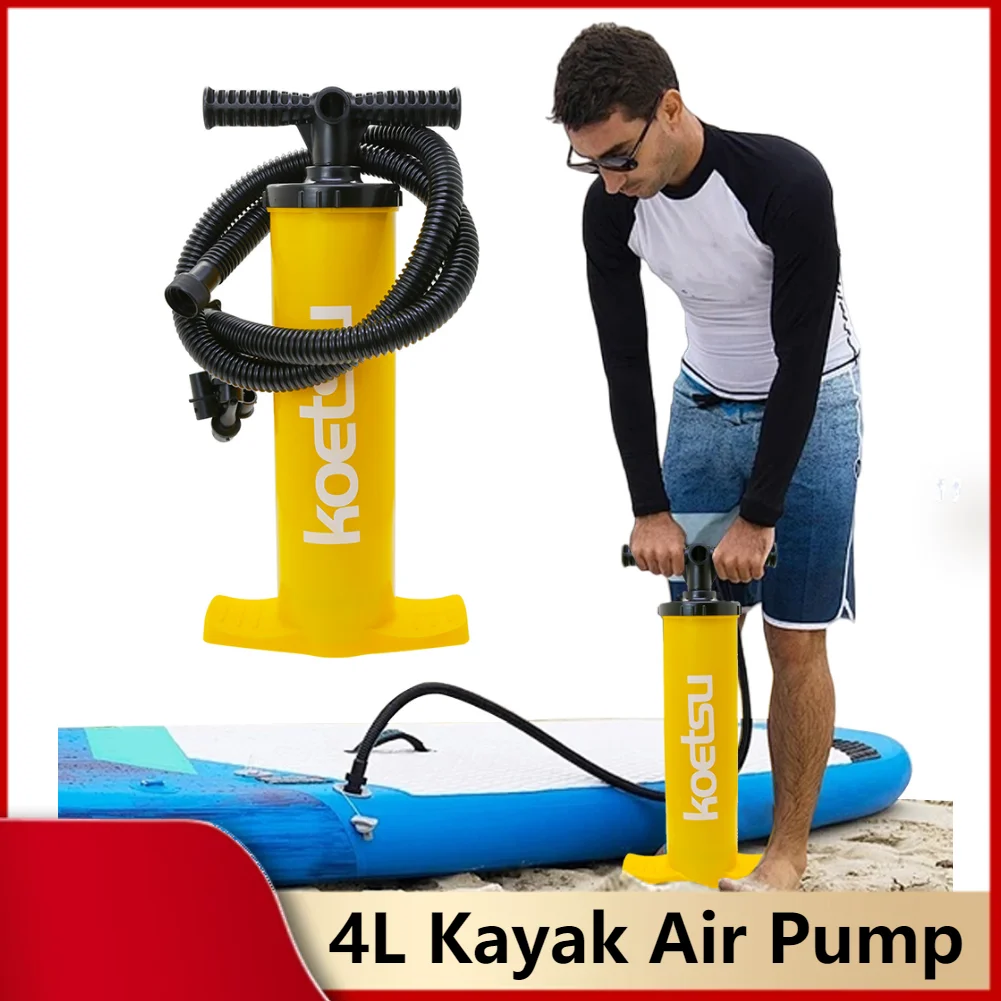 4L Double Action Inflation Pump Portable Hand Pump Handheld Air Inflator Surfboard Manual Pump for Inflatable Kayak Surfboard