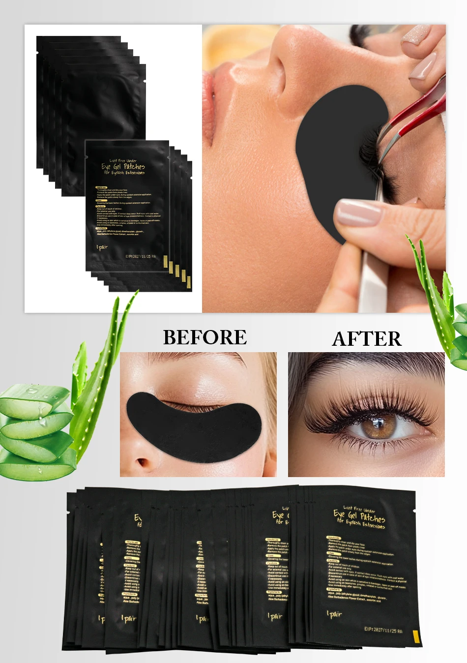 100 % Hindernis von UV-Licht, schwarze Pads für Wimpernverlängerung, Augenschutz, professionelle Make-up-Tools, 50 Paar – Detail 5