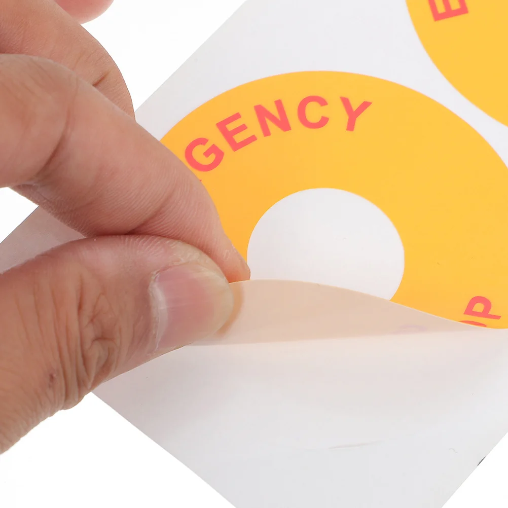 5Pcs Emergency Stop Decals Durable PP Material Electrical Warning Stickers for Equipment Buttons High Contrast