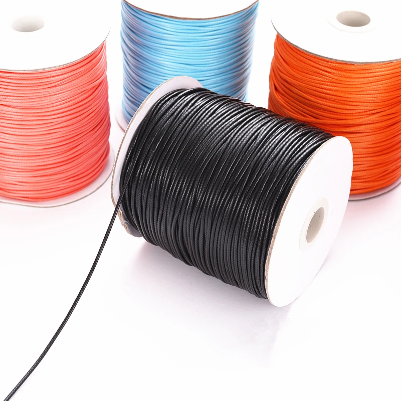 NEW 0.5mm 0.8mm 1mm 1.5mm 2mm Waxed Cotton Cord Rope Waxed Thread Cord String Strap Necklace Rope For Jewelry Making