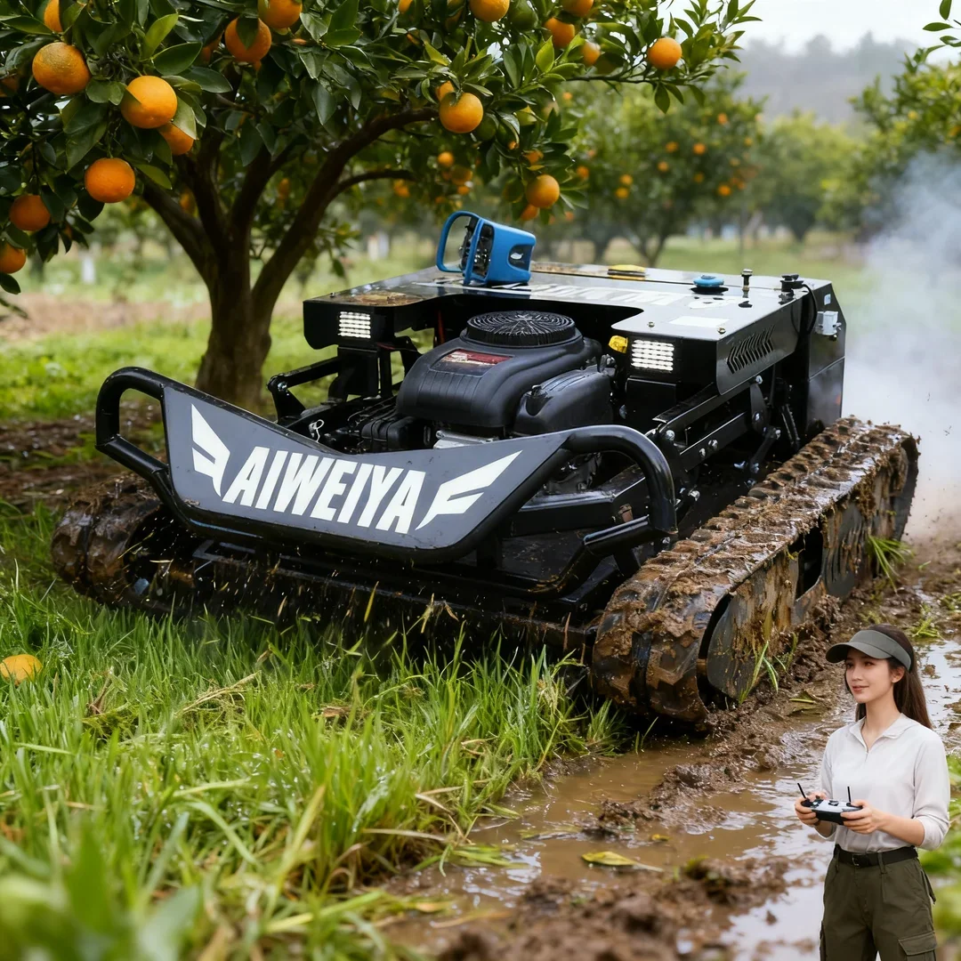 Customized Tank Robot Remote Control Crawler Flail Lawn Mower for Orchard Agricultural Household & Commercial Lawn Care