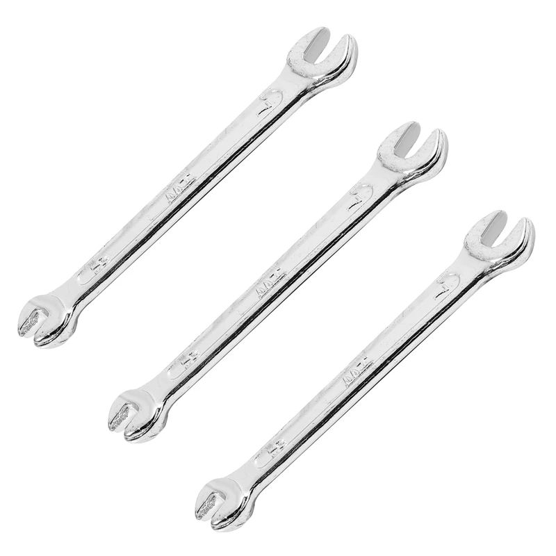 

3X Silver Tone 5.5Mm X 7Mm U Shape Double Open-Ended Wrench Tool