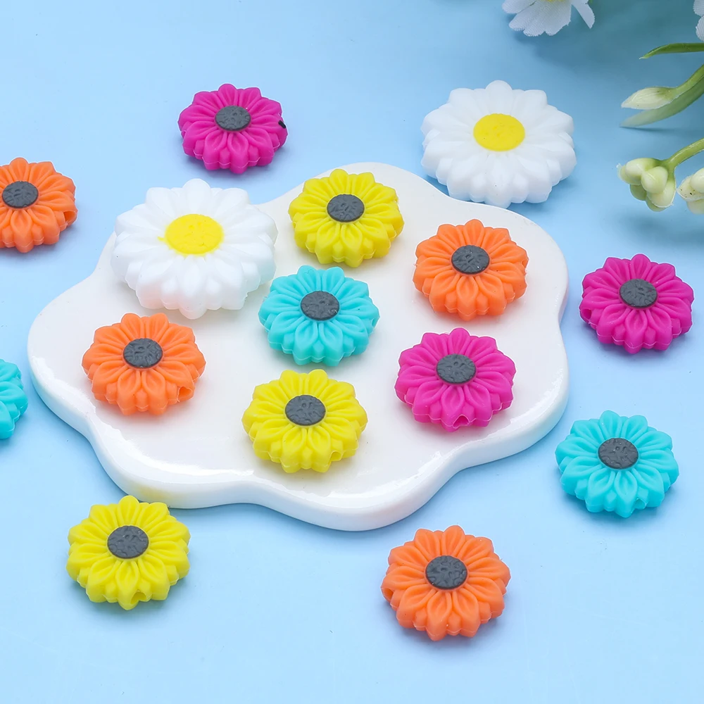 5Pcs Silicone Beads Flower Shaped Beads For DIY Baby Pacifier Chains And DIY Necklace Bracelets Jewelry Making Accessories
