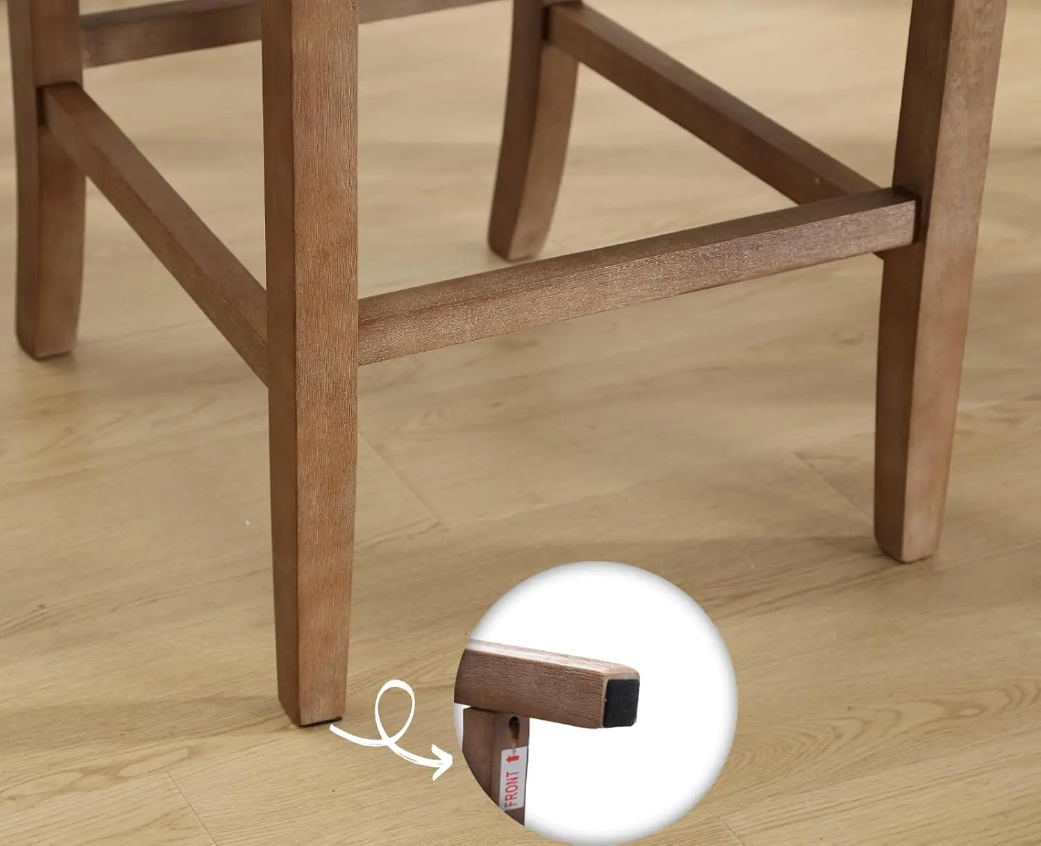 Counter Height Bar Stools Set of 2 Farmhouse Rattan Back Leather Upholstered Kitchen Island Chairs