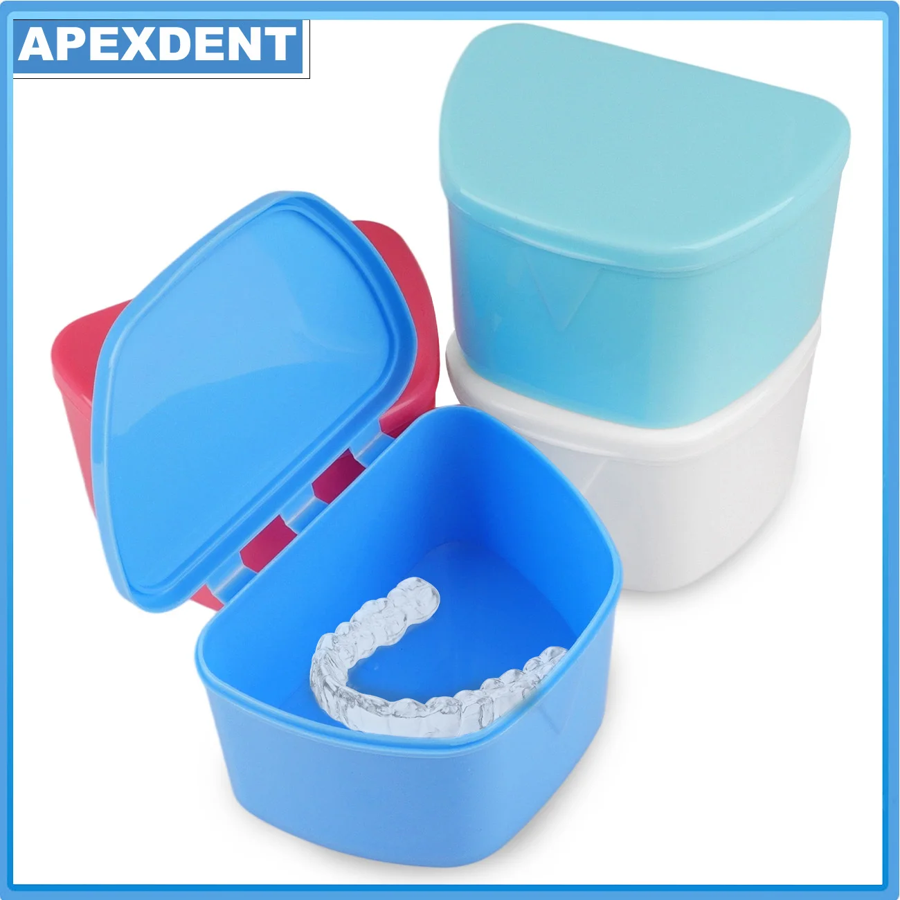 APEXDENT Dental Denture Bath Box Organizer Portable Cleaning Teeth Storage Tool Plastic Dentistry Material