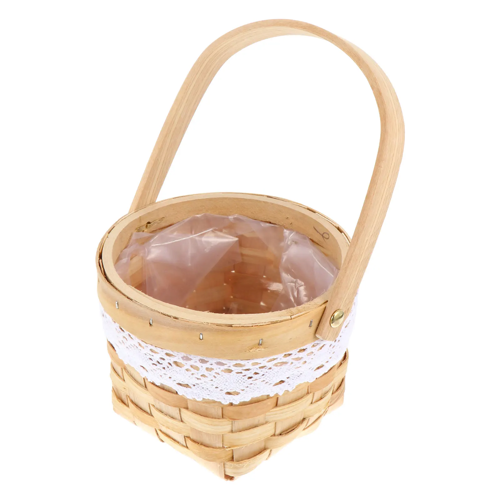 

Woven Flower Basket Hand-Woven Delicate Wood Plant Container Multi-Functional Storage Decorative Basket for Home Office Festival