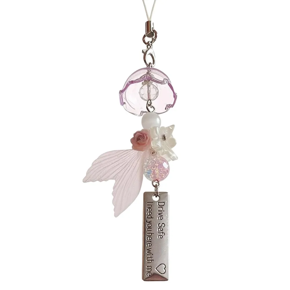 

Aesthetic Flower Design Car Ornament Tassel Chic Style Car Hanging Ornament Transparent Cute Lanyard Wrist Strap