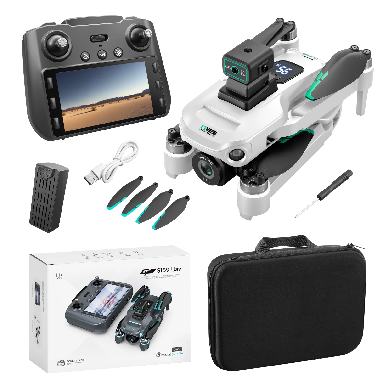 S159 GPS 미니 드론, 8K FPV 드론, 4K 카메라, RC 쿼드콥터, 항공 항공기, 장애물 회피 헬리콥터, UVA