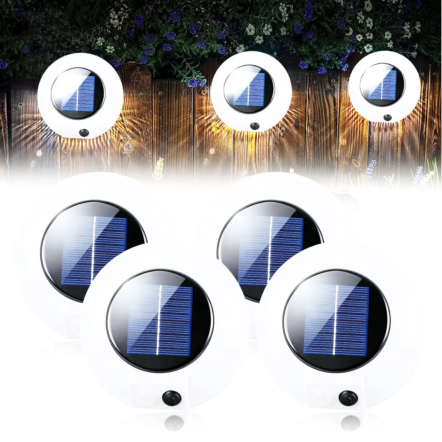 Motion Sensor Solar Wall Light Waterproof Outdoor Modes Auto On/Off Warm White for Garden Courtyard Patio Driveway Pathway Light
