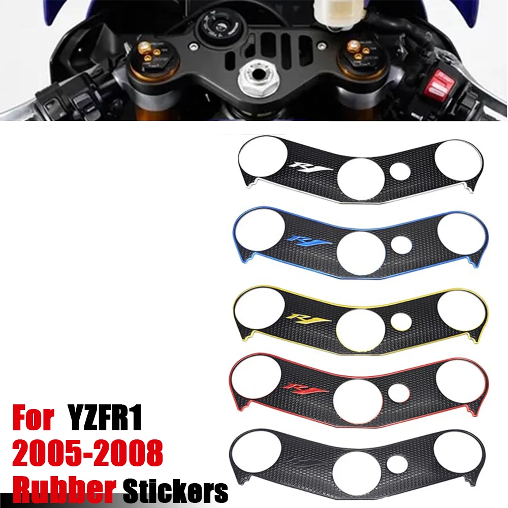 

Motorcycle Triple Tree Top Clamp Upper Front End Decals 3D Soft Plastic Protector Pad Sticker For Yamaha YZFR1 2005-2008