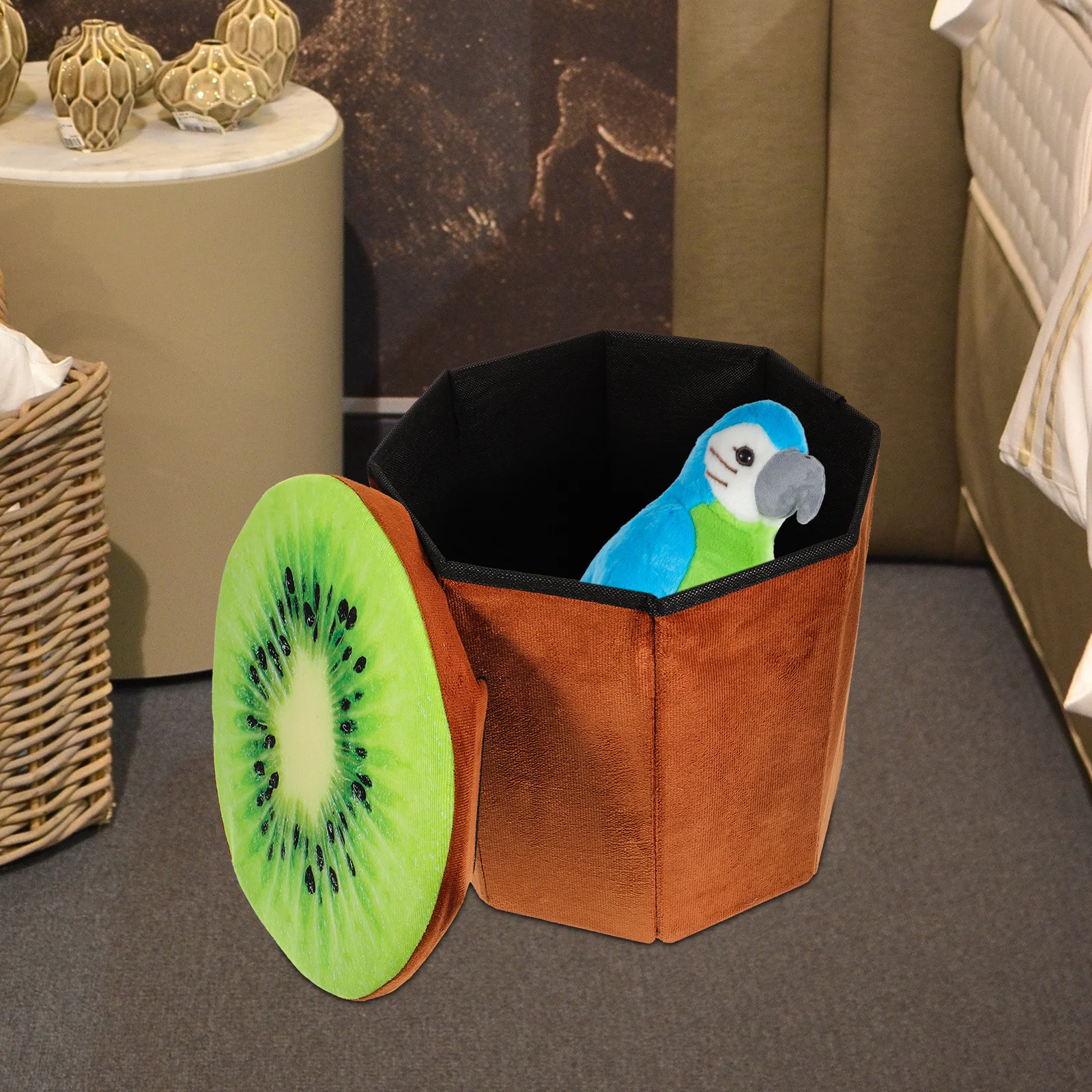 

Velvet Small Foldable Chair Premium Material Kids Room Folding Fruit Storage Stool Fruit Chair Decor