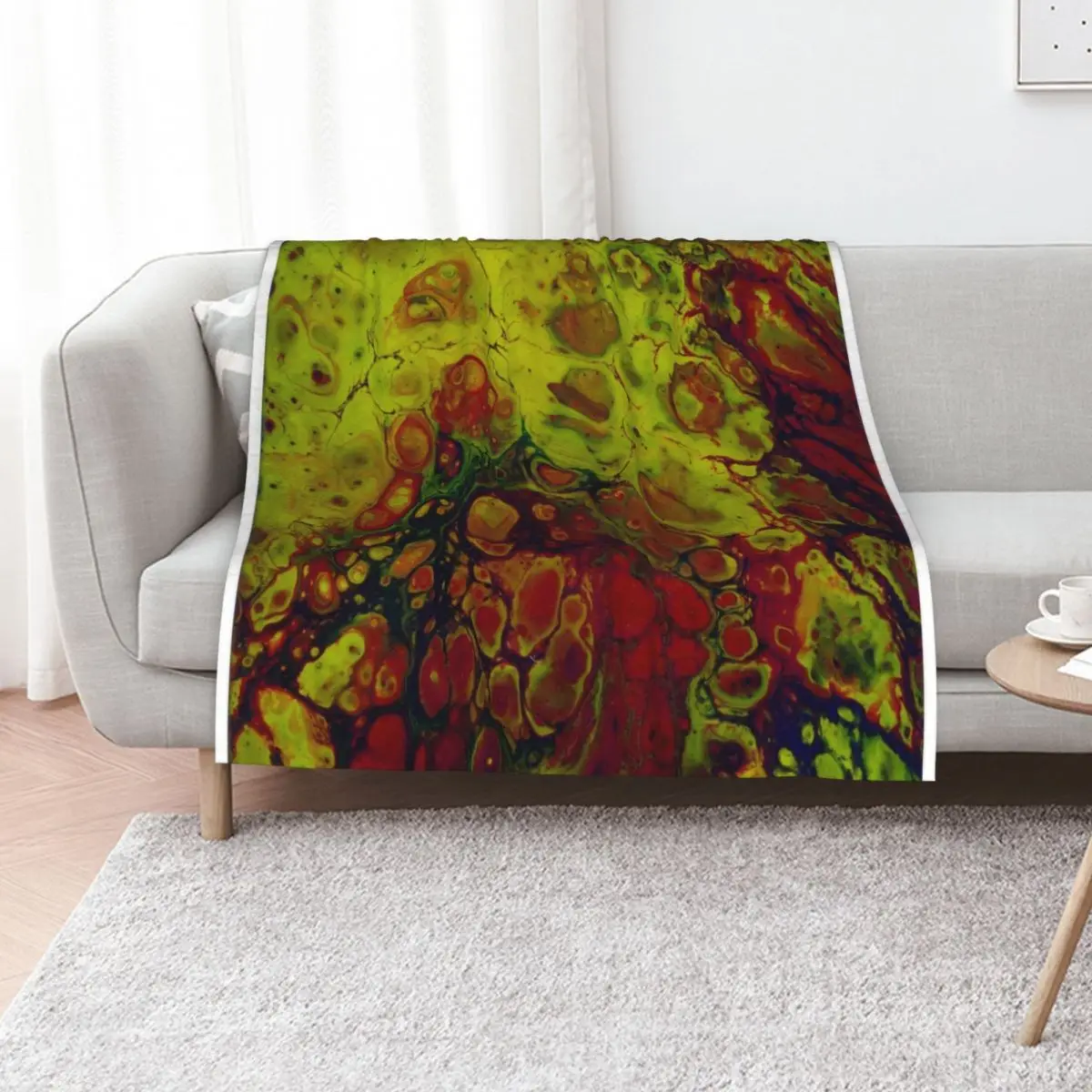 Abstract Acrylic Pour Throw Blanket blankets ands Plush Flannel Fabric Loose Soft Beds Soft Plush Plaid Blankets