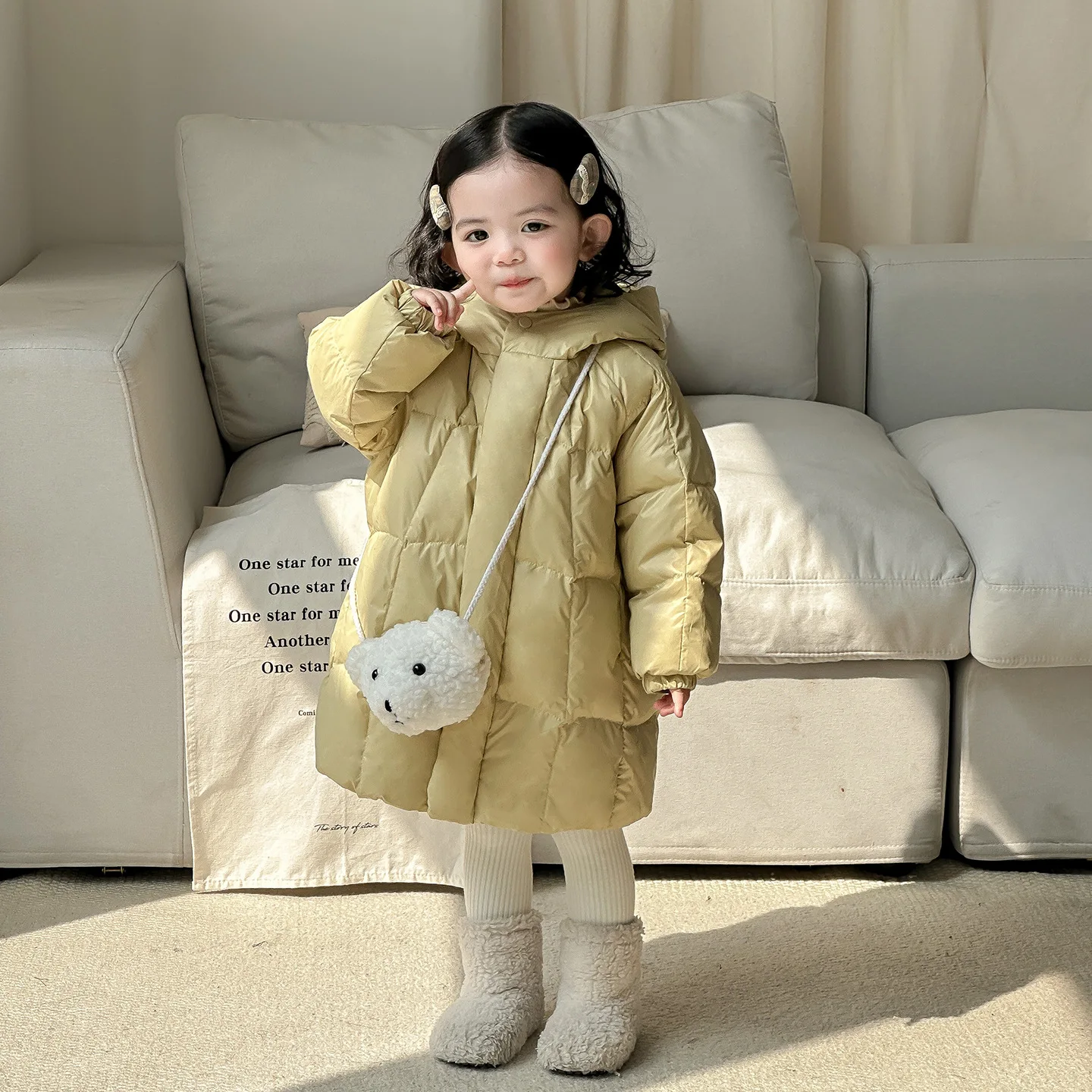 

Детская зимняя куртка для девочек, 2025 г., однотонное утепленное пуховое пальто с капюшоном для маленьких девочек, 90% белая утка, детская верхняя одежда для маленьких девочек
