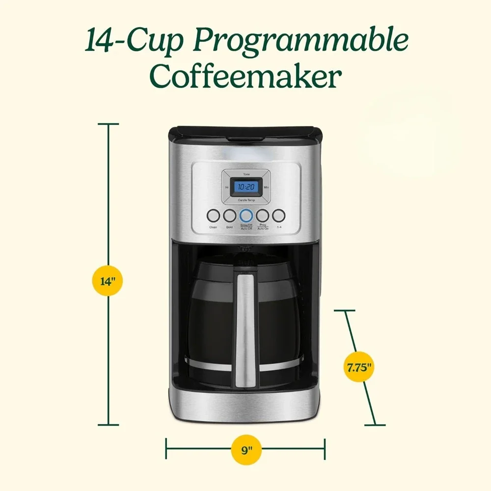 Coffee Machine for 14-Cup Carafe,Programmable Grind, Fully Automatic for Brew Strength Control & 1-4 Cup Setting, Coffee Makers