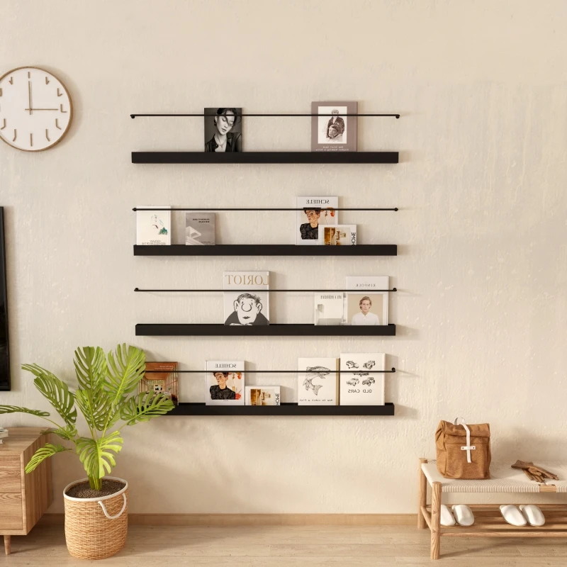 Nordic Iron Art Bookshelf Newspaper Shelf Wall Hanging Simple and Creative Newspaper Shelf Magazine Display Storage Shelf