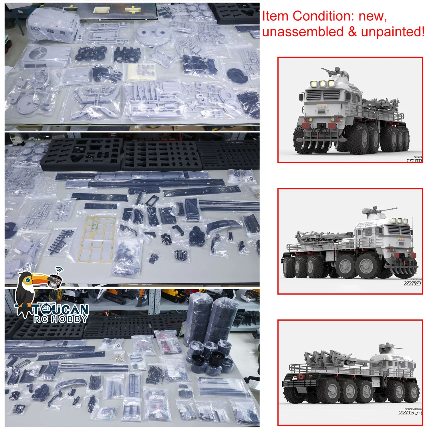 CROSSRC 10X10 RC Military Truck KITs XX10 T-REX 1/12 Remote Control Armored Car Horn Sound Light Unassembled Unpainted DIY Model