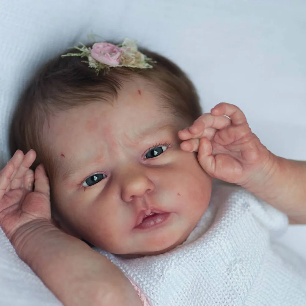 MRB 19 inch Already Painted Reborn Doll Kits Ellie-Sue With Blue Eyes and Eyelashes Vinyl Reborn Unassembled DIY Doll Kit Mold