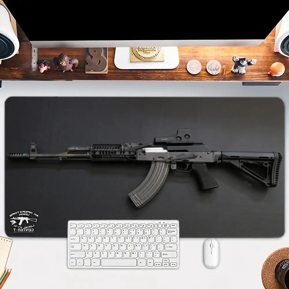 

Oval Tactical Gun Design Mouse Pad Office Large Desk Mat Computer Keyboard Pads Gaming Mousepad Rubber Non-Slip Cushion 900X400