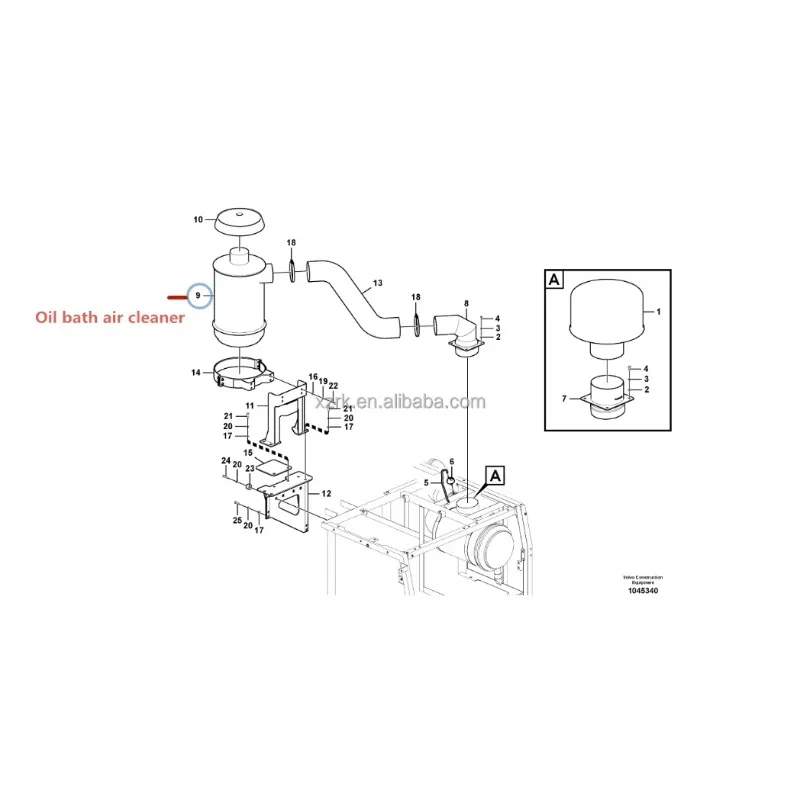 قطع غيار حفارة المحرك 11110614 VOE11110614 منقي هواء حمام الزيت لـ EC360 EC460 EC700 #6