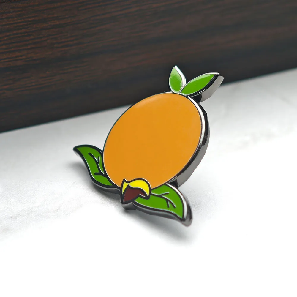 Retro-Brosche mit orangefarbenem Vogel, Sammlerstück, Emaille-Anstecker, Florida-Zitrus-Maskottchen, Metallabzeichen, niedliche Frucht-Reversnadeln, Kawaii-Schmuck, Geschenk – Detail 5