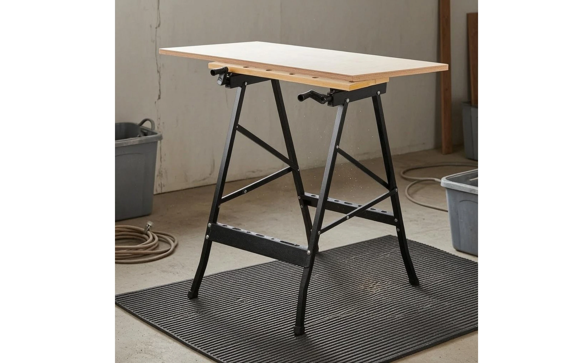 Folding Workbench Foldable Portable Workbench Folding Work Table Metal Frame Shop Gear Adjustable Opening for Woodworking
