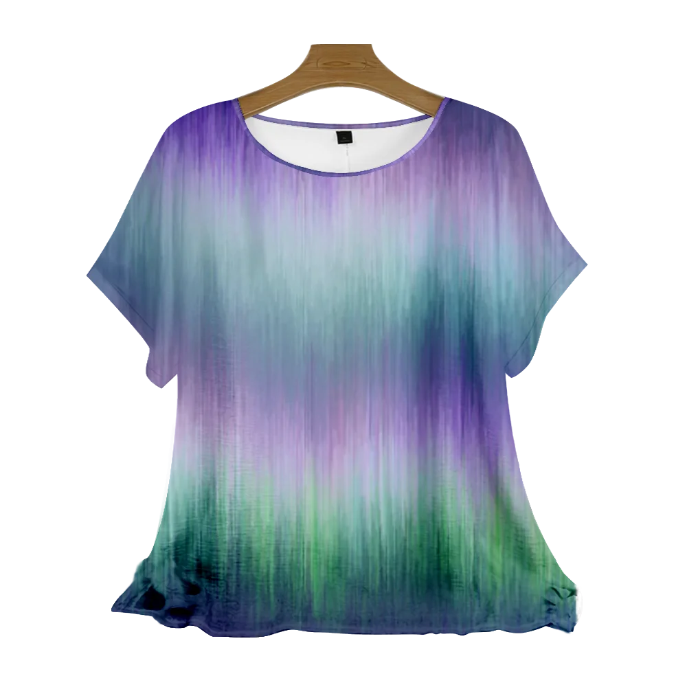 Letnia koszula Tie Dye Bluzka z krótkim rękawem Stylowa moda Streetwear Damska koszula Harajuku O-Neck Basic Top Chic Blusas De Mujer