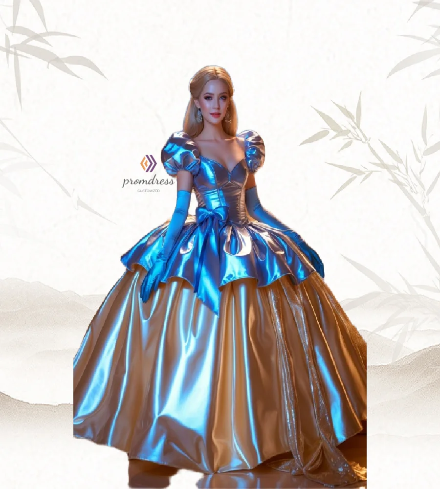 Уникальный синий и золотой костюм, платье для выпускного вечера, бальное платье, маскарадное вечернее платье Золушки, 2025 императрица, вечернее платье по индивидуальному заказу