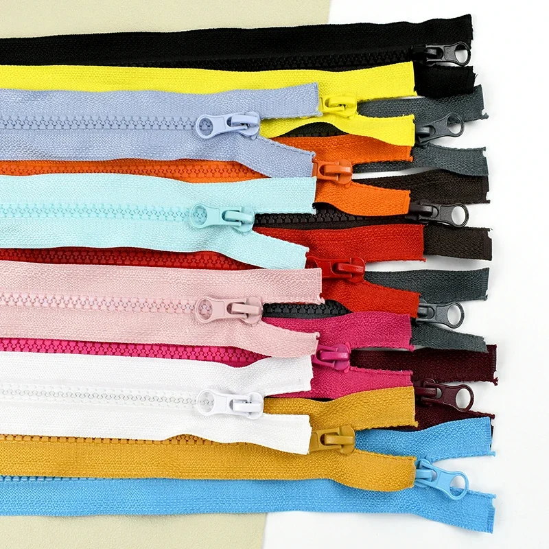 5Pcs 5# Colored Resin Zipper 40-120cm Open-End Zips for Sewing Clothes Coat Decorative Zip Bag Zipper Repair Kit DIY Accessories