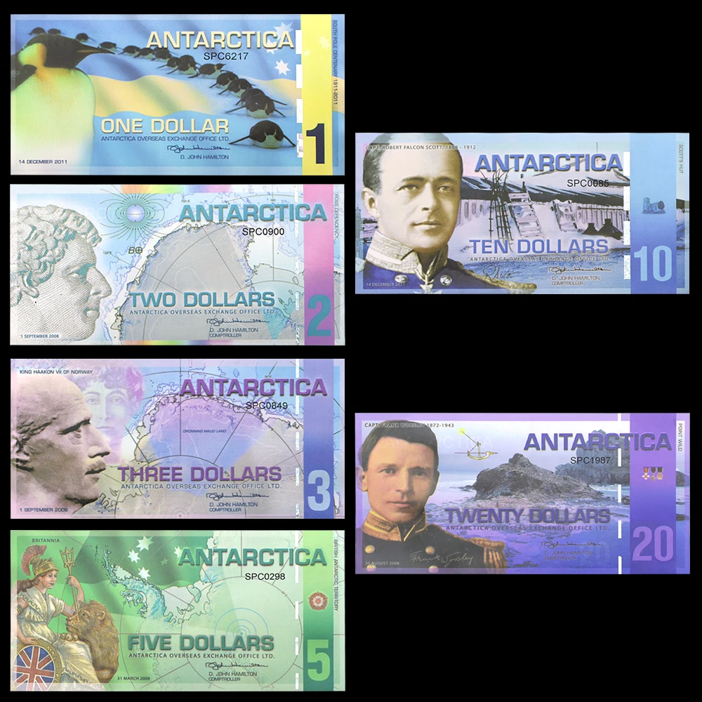 

Antarctic Dollar Commemorative Banknote 1,2,3,5,10,20 Dollar Fake Money with UV Anti-counterfeiting Charitable Collect Gifts