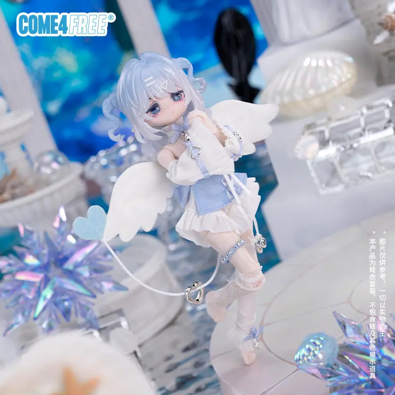 New Come4free 1/8 Bjd Doll Clothes Fairy Tale Series Blue White Angel Dress Set Doll Outfit Replacement Only Clothes No Doll