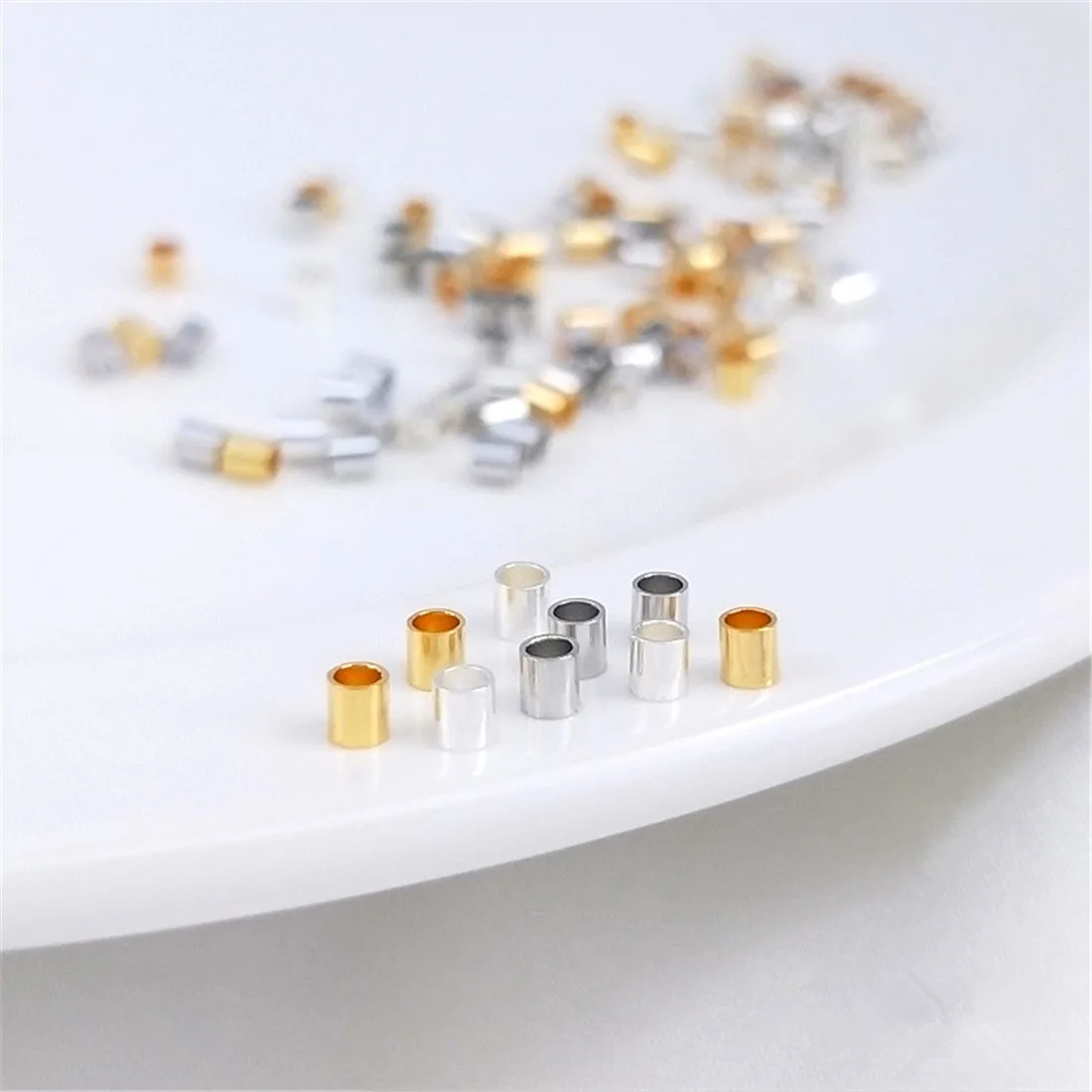 

18K Gold-clad Copper Plated Real Gold Platinum Pure Silver Positioning Tube Diy Clamp Flat Fixed Ending Positioning Bead Fitting