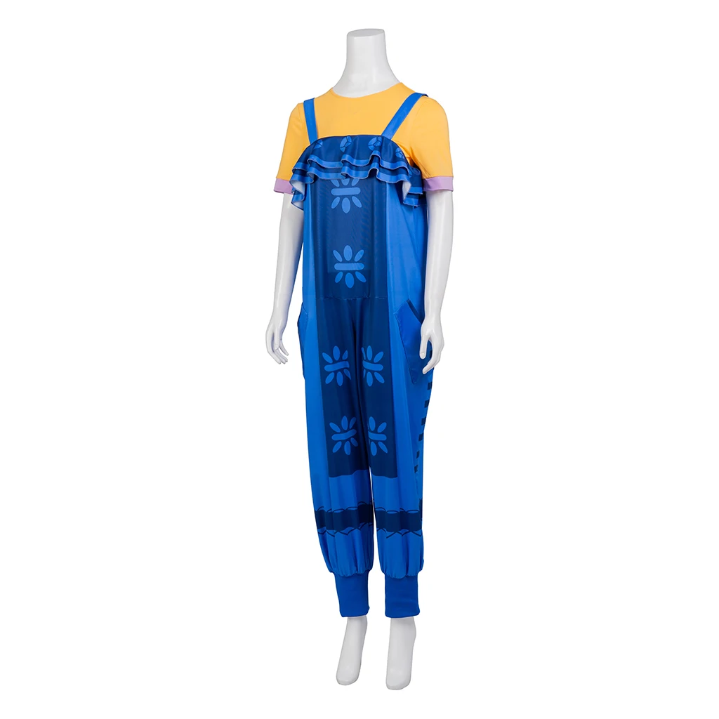 Anime Cosplay Female Uniform Women Girls Cute T-shirt with Blue Print Overalls Jumpsuit Halloween Party Comic Con Rompers Suit