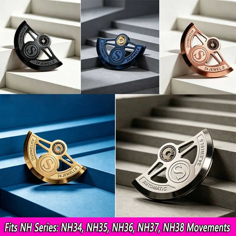 MechJazz Modified NH35 Automatic Rotor Oscillating Weight, Fits NH34/NH36/NH38 Movement, Mechanical Watch Replacement Parts