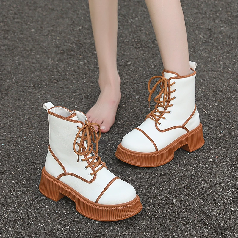 High Appearance Level Thick Bottom Color Matching Fashion All Comfortable Non-slip Breathable Wear-resistant Ankle Boots Women