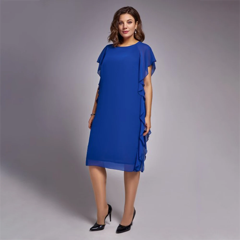 

Laxsesu Sheath Mother Of The Bride Dresses Chiffon Tea Length Sheer Neck Short Sleeves Plus Size Groom Mother Dresses 2022