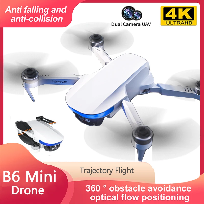 Nowy Mini dron B6 5G WiFi FPV GPS powrót bezszczotkowy silnik 4K HD podwójny aparat 360 ° laserowe unikanie przeszkód zdalnie sterowany Quadcopter