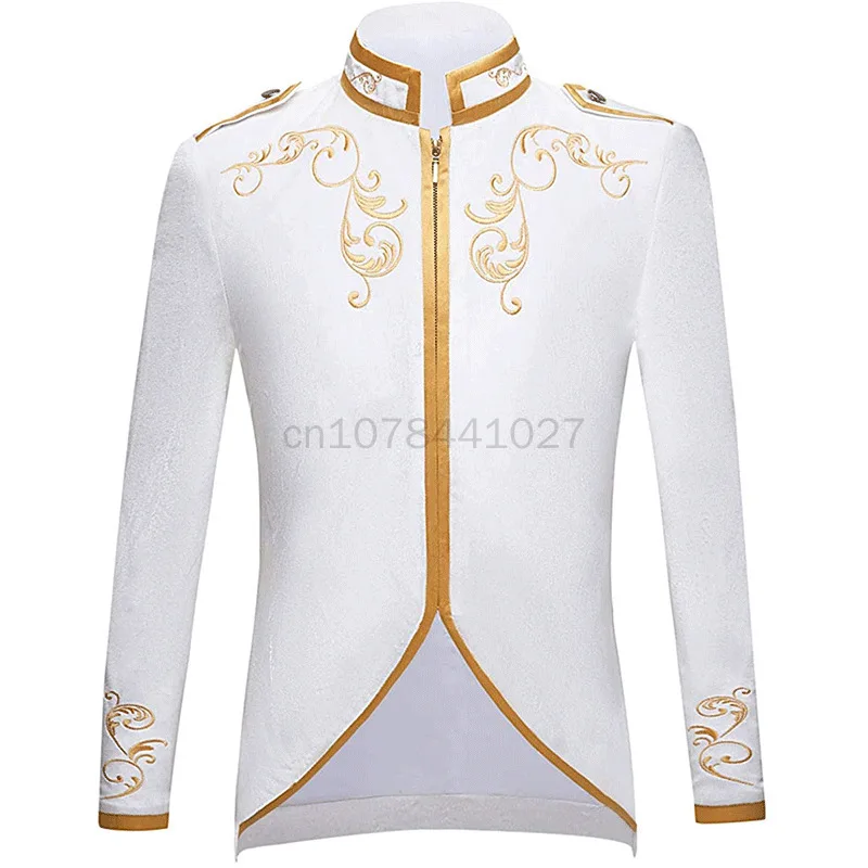 2023 Medieval Cosplay Golden Embroidery King Prince Renaissance Halloween Costumes Jacket Outwear Suit Red Black Blue White