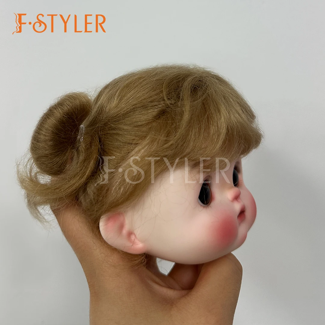 FStyler BJD Pruik Mohair Zacht Haar voor 1/4 1/3 Pop Pruiken Dubbele Paardenstaart Fit 9-10 Inch Hoofd