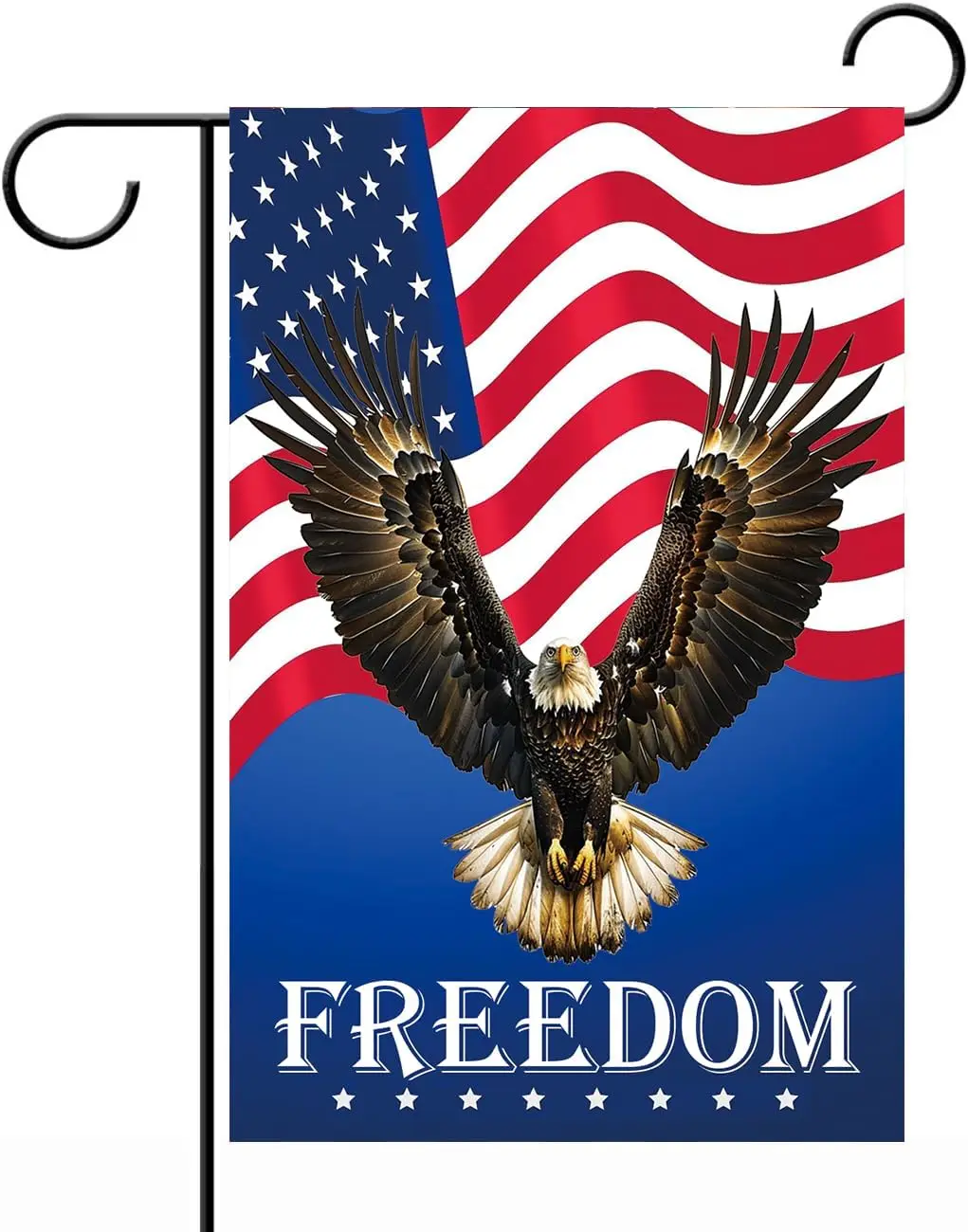 Patriotic Freedom Garden Flag 12x18 Inch Double Sided Outside, Bald Eagle with American Flag and Freedom Banner Porch Yard P EEZ