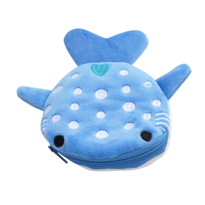 Whale Key Earphone PouchS mall Plush Shark-Shaped Coin Purse for Women Perfect for Keeping Your Essential Organized