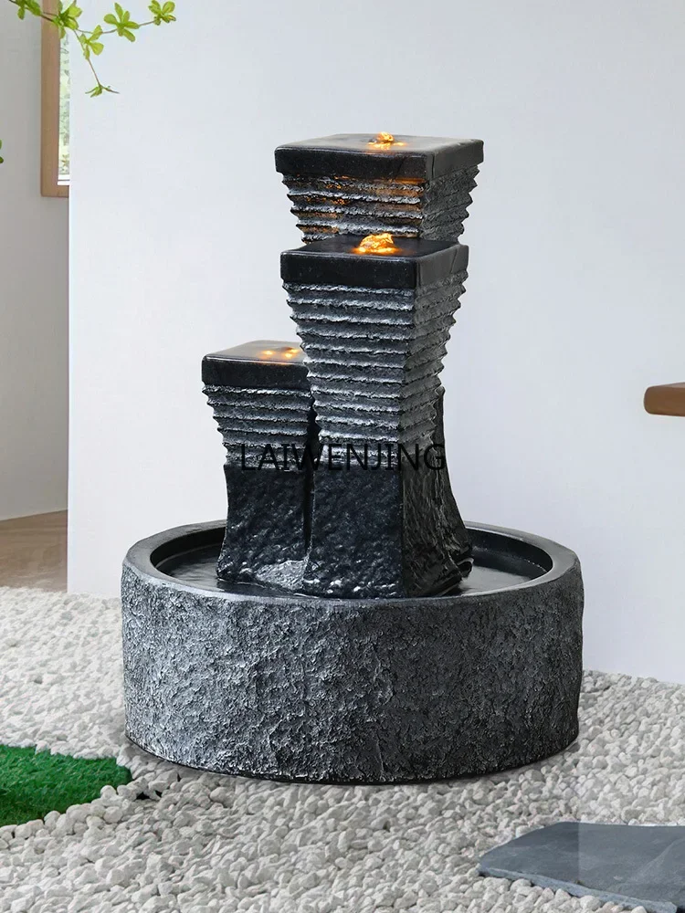 Fountain flowing water ornament hotel clubhouse courtyard floor-to-ceiling water feature decoration Zen landscape