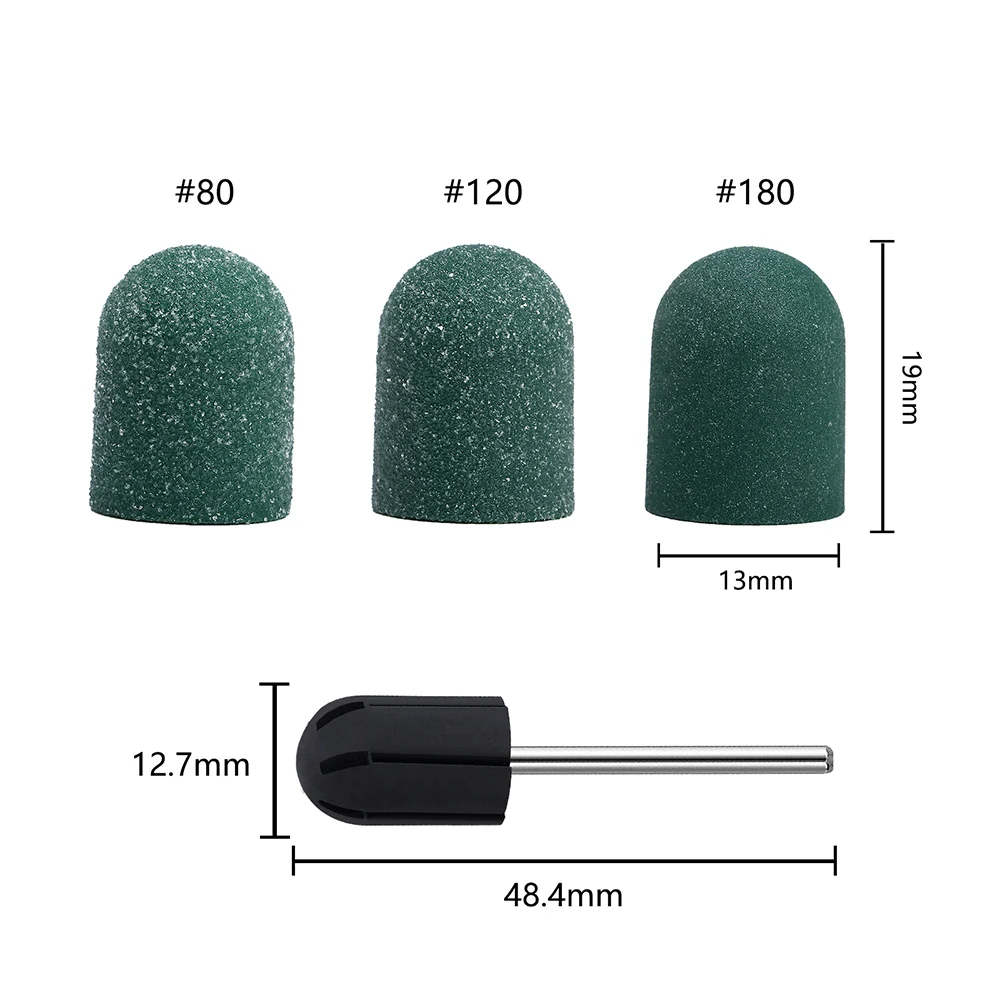 50/100pcs 13x19mm Sanding Cap Set  Milling Nail Plastic Base Electric With Rubber Grip Cuticle Polishing Drill Foot Cuticle