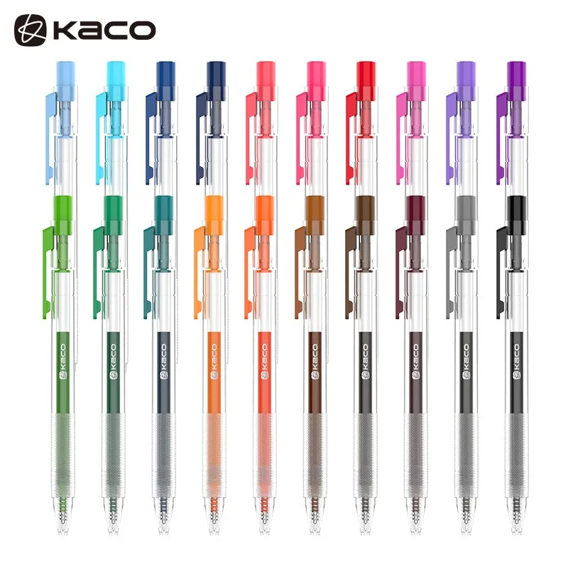 Kaco Colored Gel Pens Sets Bullet Head Long Nib Pучки Stylo Office Accessories For Desk School Supplies Student Stationery Kalem