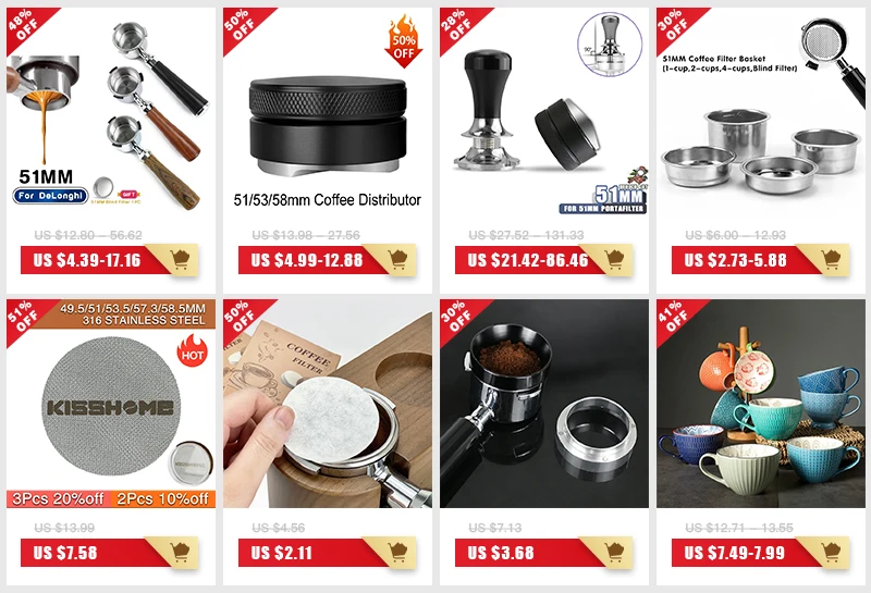51mm Kaffee-Siebträger ohne Boden mit Holzgriff für Delonghi Dedica EC680 EC685 Ersatz-Filterkorb Barista-Zubehör – Detail 2