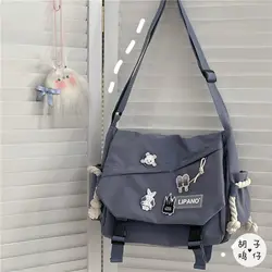 Bolsa de mensajero Simple japonesa, bolso coreano de nailon para estudiantes, bolso de lona impermeable, bolsos cruzados para mujeres