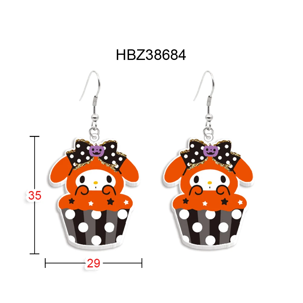 Halloween Sanrio Cup Cake Hello Kitty Melody Kuromi Design Pendant Earrings Cute Design Earrings Women Girls Jewelry Accessories