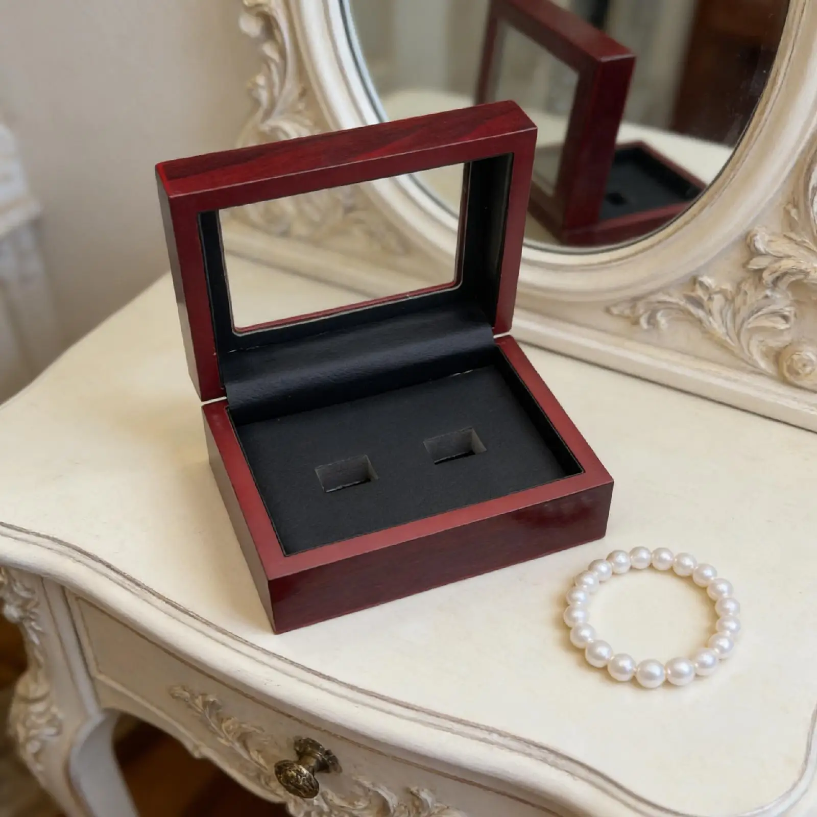 

Championship Ring Display Case Elegant Wood Organizer Box for Jewelry Storage Display for Sports Memorabilia Rings