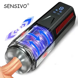 LCD Automatic Rotation Male Masturbator Sucking Licking Mastubator Cup 7 Thrusting Vibrating Modes Pocket Pussy Sex Toy For Men