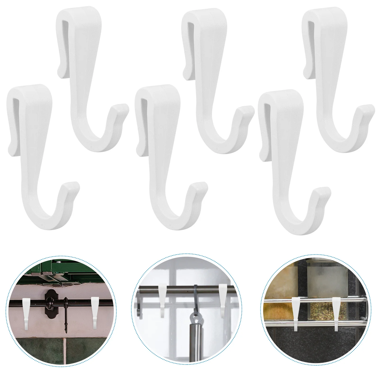 

6pcs Plastic S Hooks White Small Kitchen Utility Hooks For Hanging Pots Plants Bags Hats Wall Cabinet Door Mount